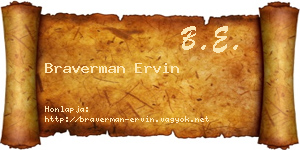 Braverman Ervin névjegykártya